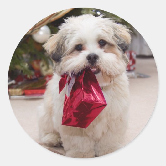 Niedliche Weihnachtshundekleber Runder Aufkleber (Vorderseite)