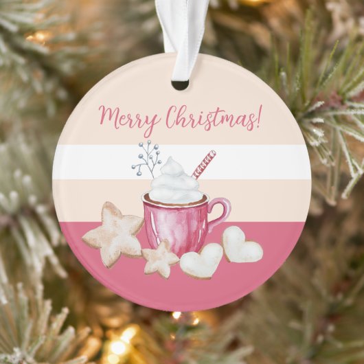 Niedliche Weihnachtskakao und Kekse Wasserfarbe Ornament (Baum)