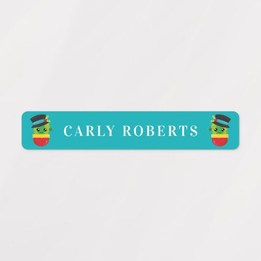 Niedliche Weihnachtskaktus Kinder Name wasserdicht Etiketten (Design 1)