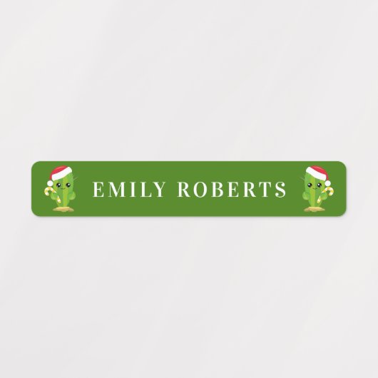 Niedliche Weihnachtskaktus Kinder Name wasserdicht Etiketten (Design 2)