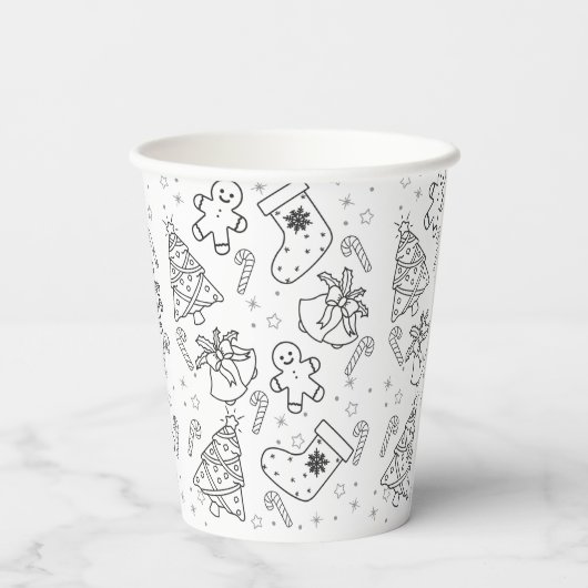 Niedliche Weihnachtskälteaufnahmen Pappbecher (Rückseite)