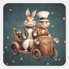 Niedliche Weihnachtskaninchen Quadratischer Aufkleber