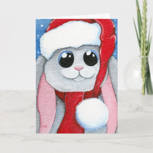 Niedliche Weihnachtskarte "Bunny Rabbit" Feiertagskarte (Vorderseite)