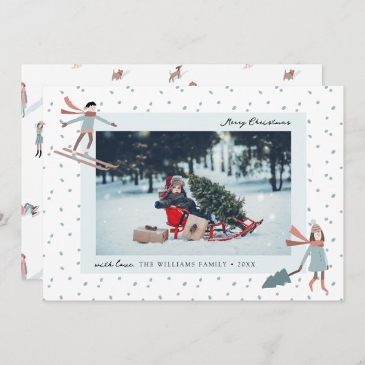 Niedliche Weihnachtskarte Foto Feiertagskarte (Vorne/Hinten)