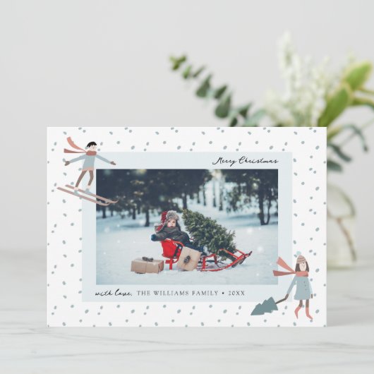 Niedliche Weihnachtskarte Foto Feiertagskarte (Stehend Vorderseite)