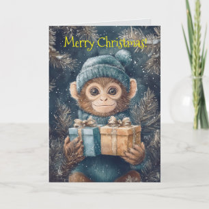 Niedliche Weihnachtskarte für den Affen Karte