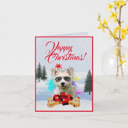 Niedliche Weihnachtskarte für den Hund individuell Karte (Gelbe Blume)