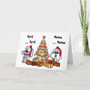 Niedliche Weihnachtskarte für Katzen und Hunde Feiertagskarte