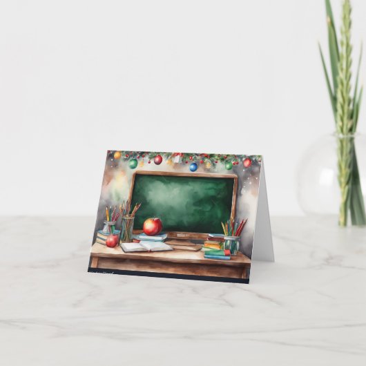 Niedliche Weihnachtskarte für Lehrer - Halbpension Feiertagskarte (Vorderseite)