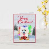 Niedliche Weihnachtskarte für Samoyed Dog Yappy Karte (Gelbe Blume)