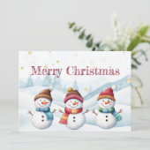 Niedliche Weihnachtskarte für Snowman Feiertagskarte (Stehend Vorderseite)