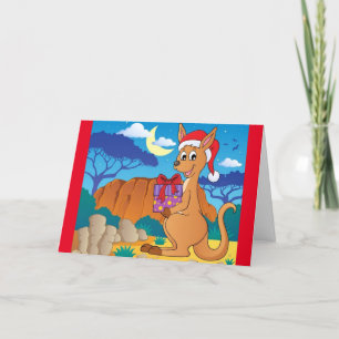 Niedliche Weihnachtskarte Kangaroo Feiertagskarte