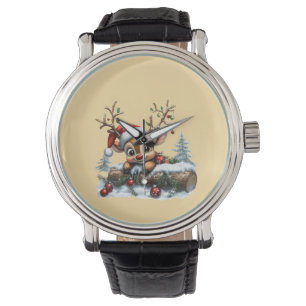 Niedliche Weihnachtskarte mit Ornamenten Armbanduhr