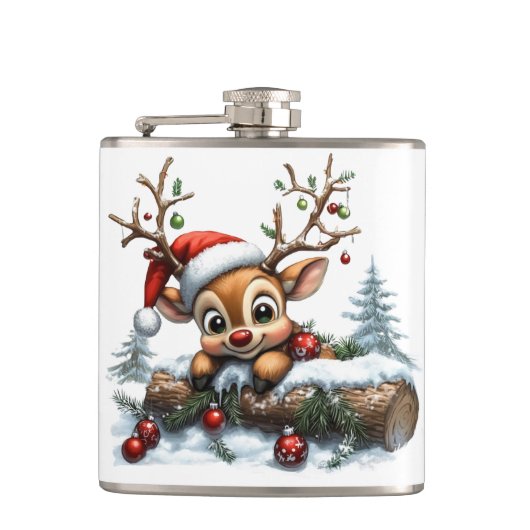 Niedliche Weihnachtskarte mit Ornamenten Flachmann (Vorderseite)