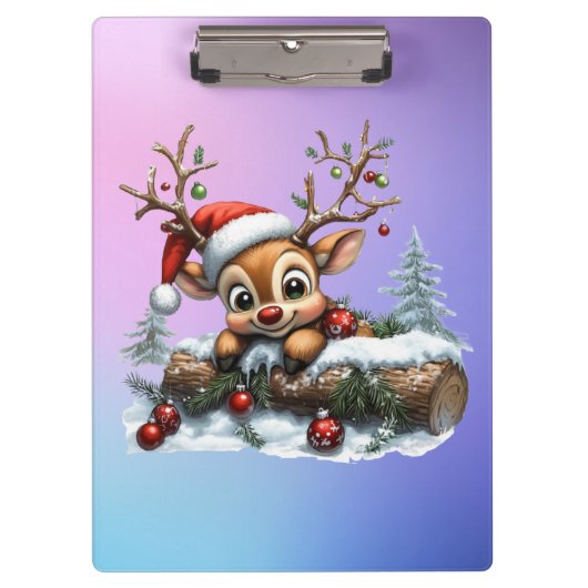 Niedliche Weihnachtskarte mit Ornamenten Klemmbrett (Vorderseite)
