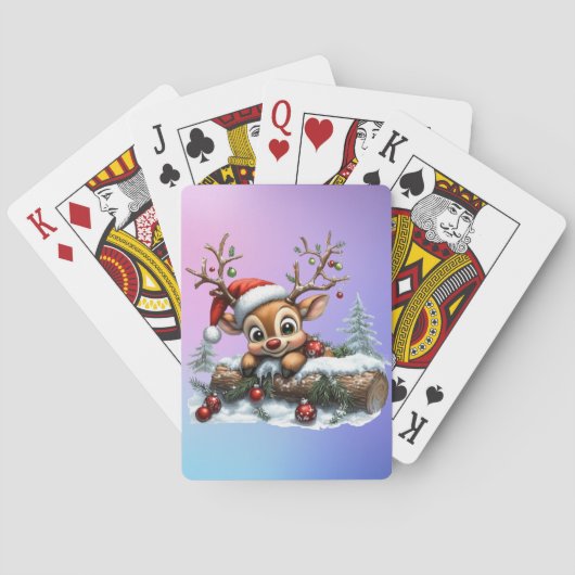Niedliche Weihnachtskarte mit Ornamenten Spielkarten (Rückseite)