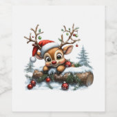 Niedliche Weihnachtskarte mit Ornamenten Weinetikett (Einzelnes Label)