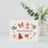 Niedliche Weihnachtskarte mit Süßspeise Feiertagspostkarte (Stehend Vorderseite)