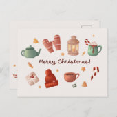 Niedliche Weihnachtskarte mit Süßspeise Feiertagspostkarte (Vorne/Hinten)