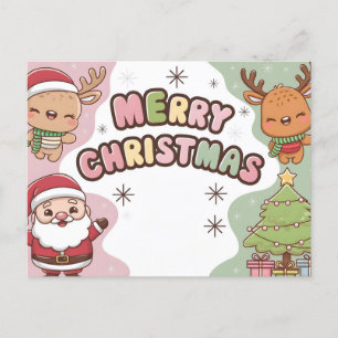 Niedliche Weihnachtskarte mit Weihnachtsmann und R Feiertagspostkarte
