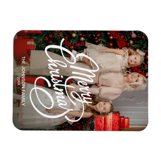 Niedliche Weihnachtskarten Familienurlaub Foto Magnet (Horizontal)