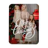 Niedliche Weihnachtskarten Familienurlaub Foto Magnet (Vertikal)