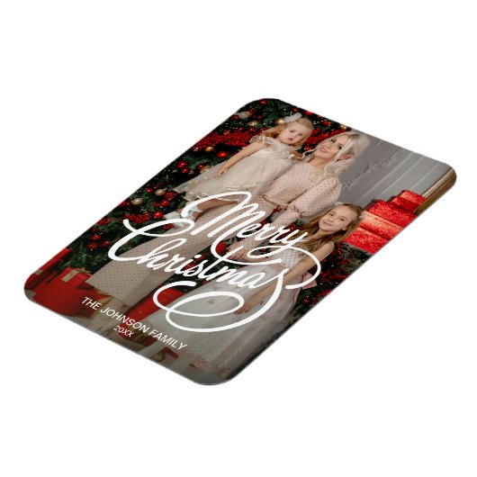 Niedliche Weihnachtskarten Familienurlaub Foto Magnet (Linke Seite)