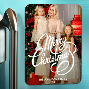 Niedliche Weihnachtskarten Familienurlaub Foto Magnet