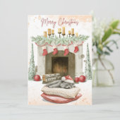 Niedliche Weihnachtskarten für Katzen 1 Feiertagskarte (Stehend Vorderseite)