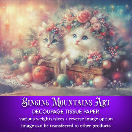 Niedliche Weihnachtskätzchen Decoupage Seidenpapier