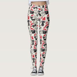 Niedliche Weihnachtskätzchen-Druck-Leggings Leggings