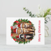 Niedliche Weihnachtskätzchen Feiertagskarte (Stehend Vorderseite)