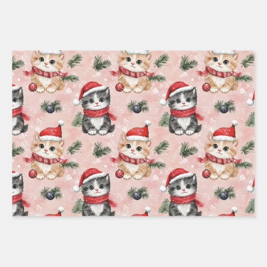 Niedliche Weihnachtskätzchen Geschenkpapier Set (Vorderseite 2)