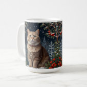 Niedliche Weihnachtskätzchen im Winter Kaffeetasse (Vorderseite Links)