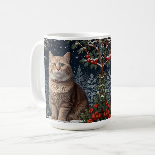 Niedliche Weihnachtskätzchen im Winter Kaffeetasse (Vorderseite Links)