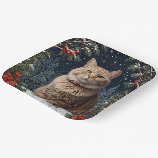 Niedliche Weihnachtskätzchen im Winter Pappteller (Gewinkelt)