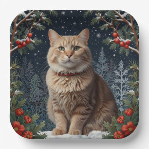 Niedliche Weihnachtskätzchen im Winter Pappteller