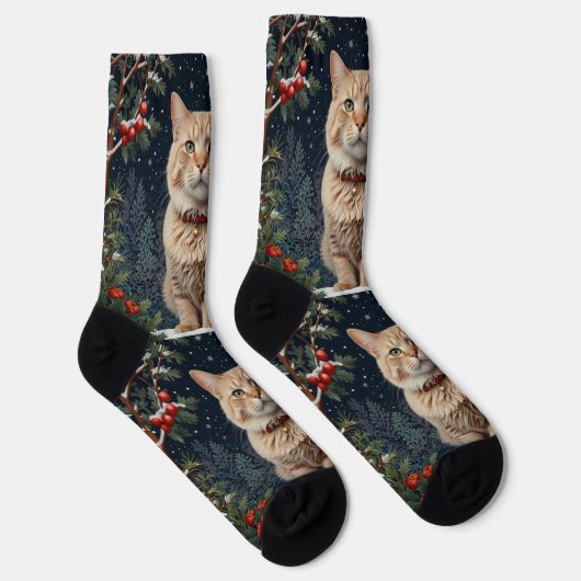 Niedliche Weihnachtskätzchen im Winter Socken (Rechts)