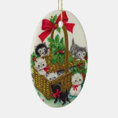 Niedliche Weihnachtskätzchen in einem Korb Keramik Ornament (Rechts)