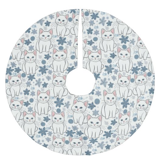 Niedliche Weihnachtskätzchen Polyester Weihnachtsbaumdecke (Vorderseite)