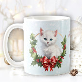 Niedliche Weihnachtskätzchen Schnee Blauer Name Ta Kaffeetasse