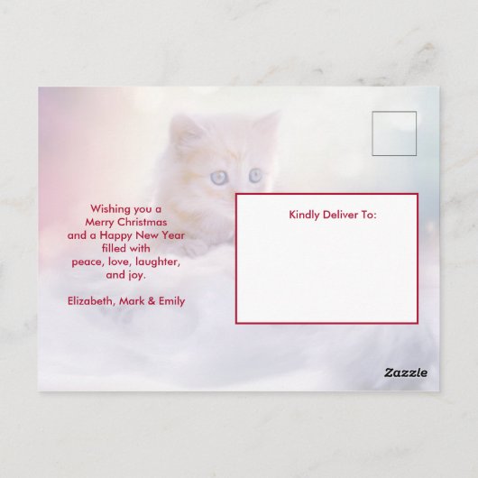 Niedliche Weihnachtskätzchen - Urlaubskarte Postka Postkarte (Rückseite)