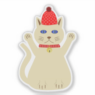 Niedliche Weihnachtskatze Aufkleber