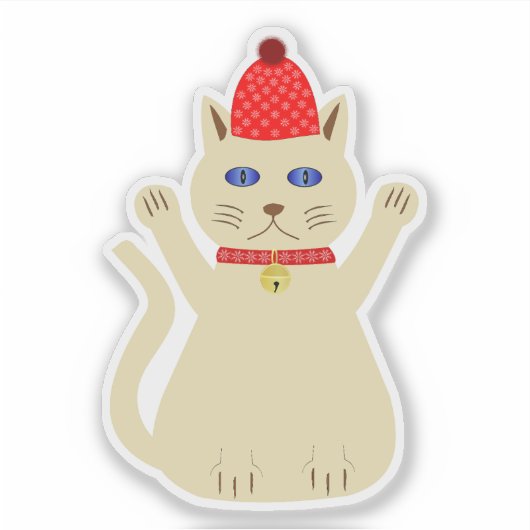 Niedliche Weihnachtskatze Aufkleber (Vorderseite)