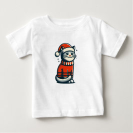 Niedliche Weihnachtskatze Baby T-shirt