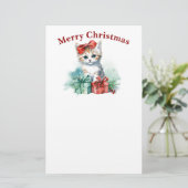 Niedliche Weihnachtskatze Briefpapier (Stehend Vorderseite)