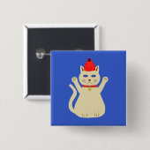 Niedliche Weihnachtskatze Button (Vorne & Hinten)