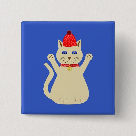 Niedliche Weihnachtskatze Button (Vorderseite)