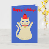 Niedliche Weihnachtskatze Custom Karte (Gelbe Blume)
