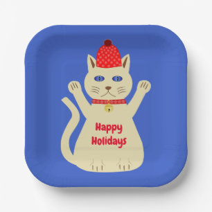 Niedliche Weihnachtskatze Custom Pappteller